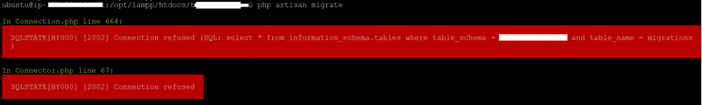 Laravel 5.5 Php Artisan Migrate Error In Ubuntu: Sqlstate[Hy000] [2002] Connection  Refused - Devopsschool.Com