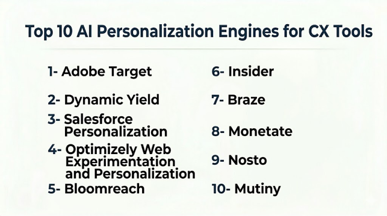 Top 10 AI Personalization Engines for CX: Features, Pros, Cons & Comparison