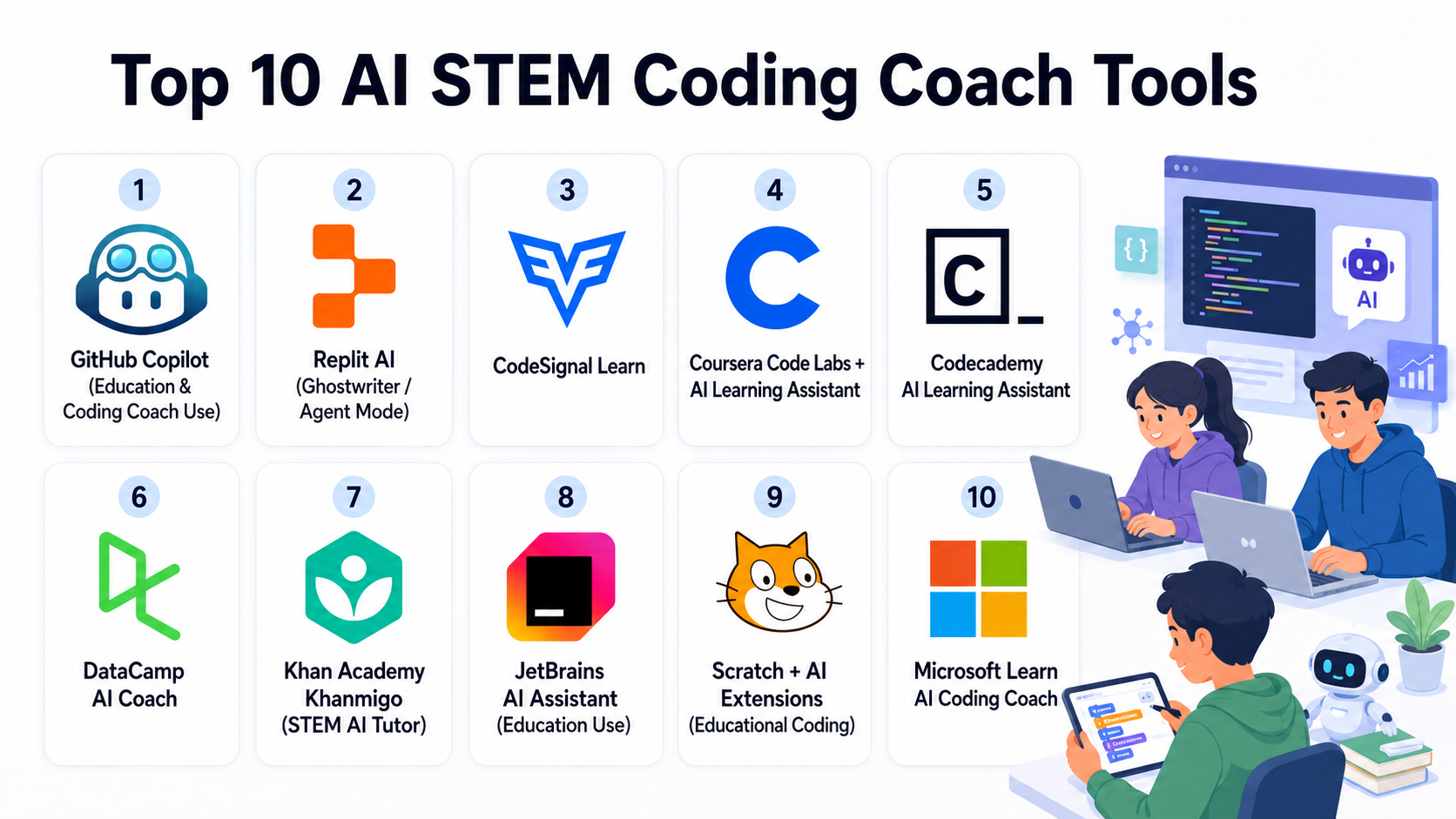 Top 10 AI STEM Coding Coach Tools: Features, Pros, Cons & Comparison