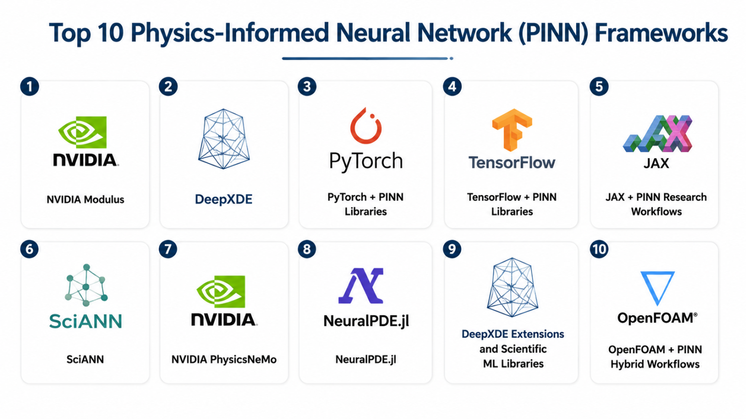 Physics Network Top 10 Physics-Informed Neural Network (PINN) Frameworks: Features ...