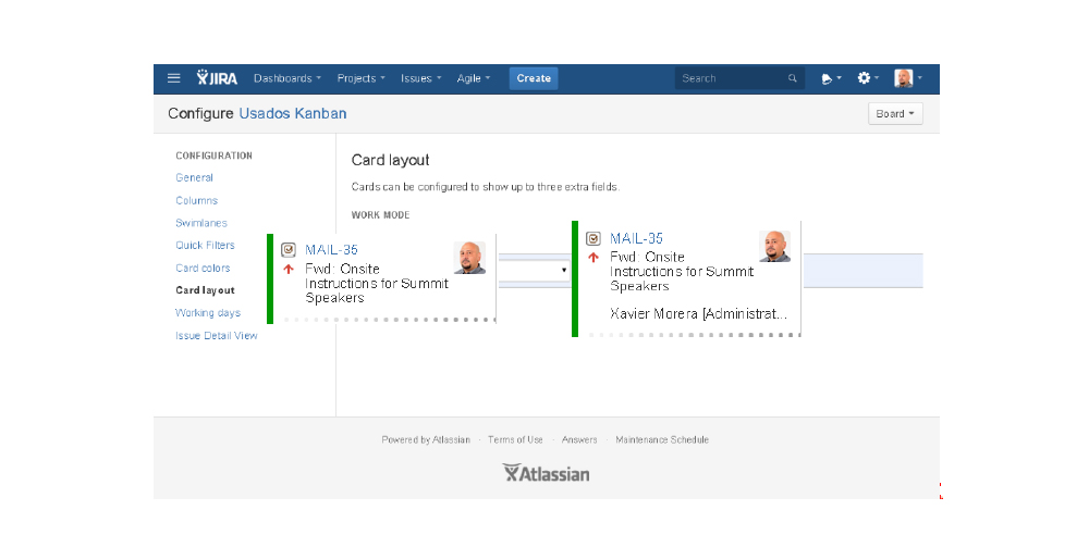 Configuration: Card Layout for Kanban 