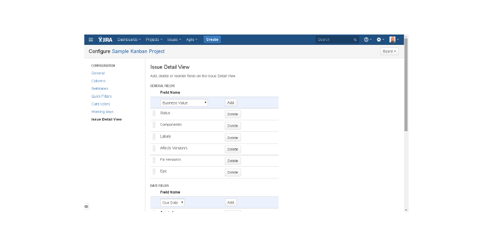 Configuration:Issue Detail View for Kanban 