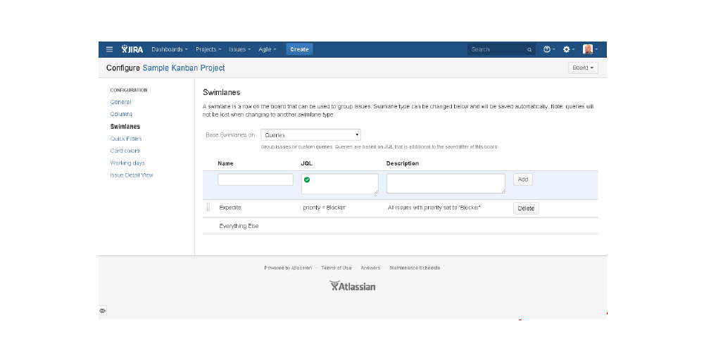 Configuration: Swimlanes for Kanban 